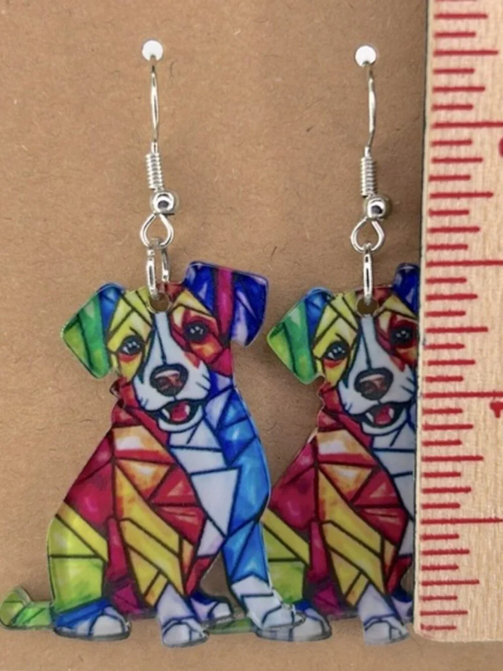Colorful Dog Dangle Earrings Acrylic 2D Fashion Jewelry
